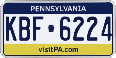 PA license plate KBF6224