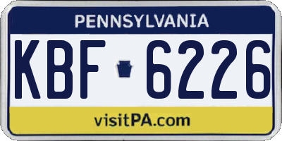PA license plate KBF6226