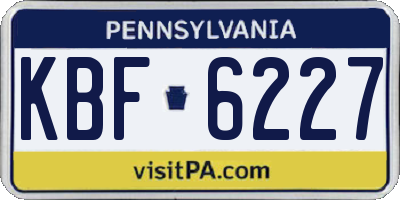 PA license plate KBF6227