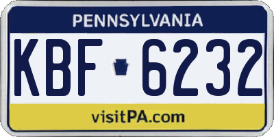PA license plate KBF6232