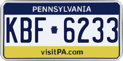 PA license plate KBF6233
