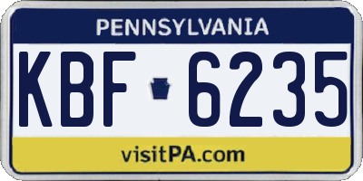 PA license plate KBF6235