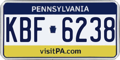 PA license plate KBF6238
