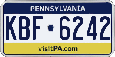 PA license plate KBF6242