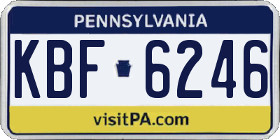 PA license plate KBF6246