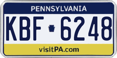 PA license plate KBF6248