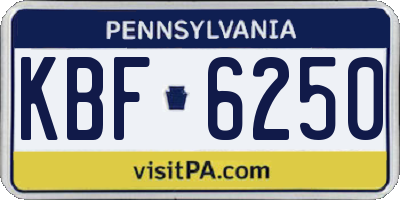 PA license plate KBF6250