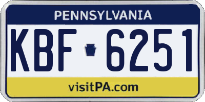 PA license plate KBF6251