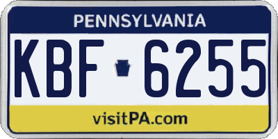 PA license plate KBF6255