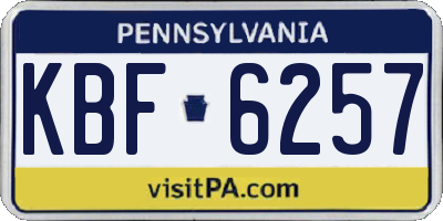 PA license plate KBF6257