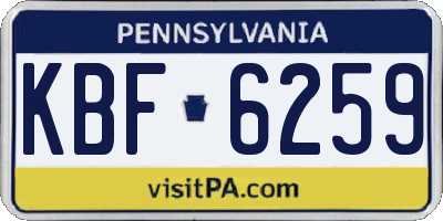 PA license plate KBF6259
