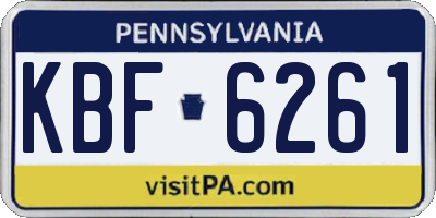 PA license plate KBF6261