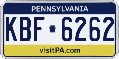 PA license plate KBF6262