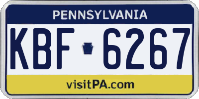 PA license plate KBF6267