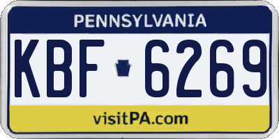 PA license plate KBF6269