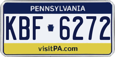 PA license plate KBF6272