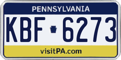 PA license plate KBF6273