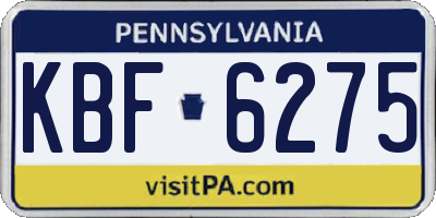 PA license plate KBF6275