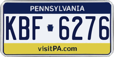 PA license plate KBF6276