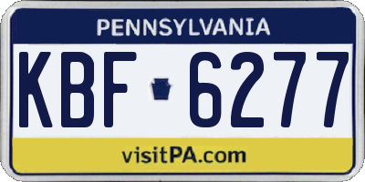 PA license plate KBF6277