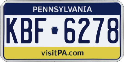 PA license plate KBF6278