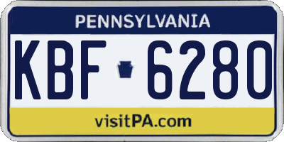 PA license plate KBF6280
