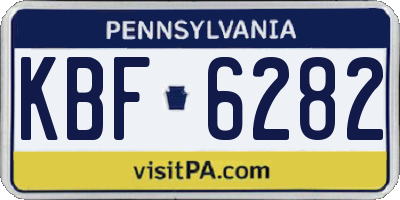 PA license plate KBF6282