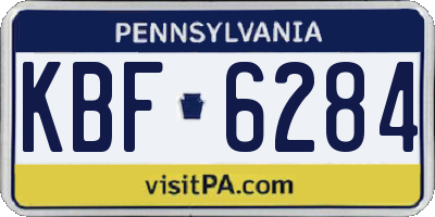 PA license plate KBF6284