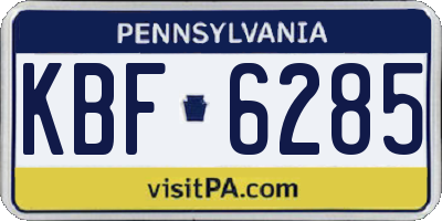 PA license plate KBF6285
