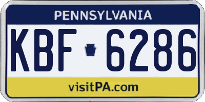 PA license plate KBF6286