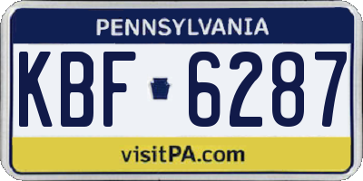 PA license plate KBF6287