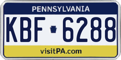 PA license plate KBF6288