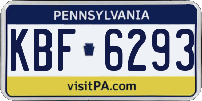 PA license plate KBF6293