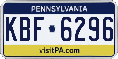 PA license plate KBF6296