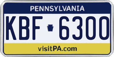 PA license plate KBF6300