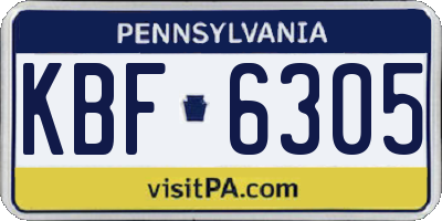 PA license plate KBF6305