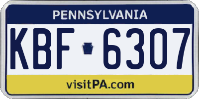 PA license plate KBF6307