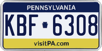 PA license plate KBF6308