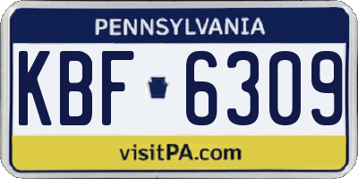 PA license plate KBF6309