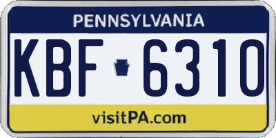 PA license plate KBF6310
