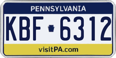 PA license plate KBF6312