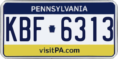 PA license plate KBF6313