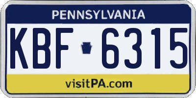 PA license plate KBF6315