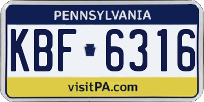 PA license plate KBF6316