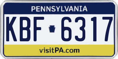 PA license plate KBF6317