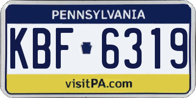 PA license plate KBF6319