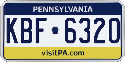 PA license plate KBF6320
