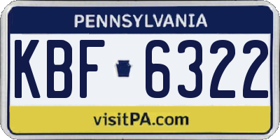 PA license plate KBF6322