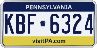 PA license plate KBF6324