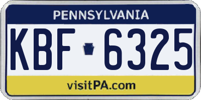 PA license plate KBF6325